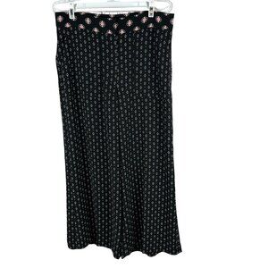 LOFT Womens Black & Pink Patterned Wide-Leg Pants Size 6
